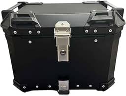 Bau Bauleto aluminio preto 45 litros amolfatado com suporte universal Honda Yamanha Bajaj BMW