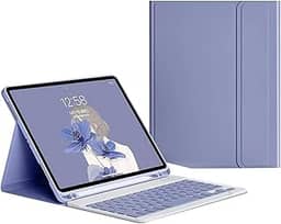 Genérico - Capa com teclado para iPad 10,2 polegadas 8ª, 7ª e 9ª geração com teclado magnético sem fio, fina, leve e à prova de quedas (cinza lavanda)