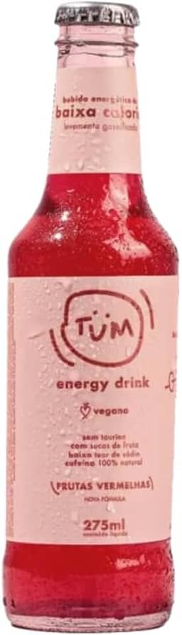 ENERGÉTICO NATURAL VEGANO SEM TAURINA SABOR FRUTAS VERMELHAS TUM 275ML