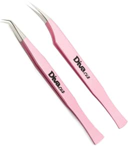 Kit 2 Pinças Extensão De Cílios Aço Japonês 45ª e Golfinho Volume Russo e Fios Tecnológicos Lash Designer