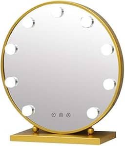 Espelho de maquiagem espelho de maquiagem com luzes sensível ao toque luz LED regulável melhor para mesa de quarto (cor: dourado tamanho: 50 cm) (ouro 50 cm) (ouro 50 cm)