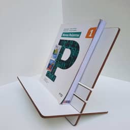 Suporte Livros Apostilas Tablets Kindle Concurseiros Leitura - Branco (Madeira natural) - MDF - Portátil - 30x30cm