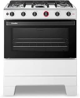 Fogão Esmaltec 5 Bocas Ideal Super Mesa de Aço Inox Branco F5IAB - Bivolt