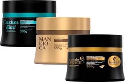 Kit Cronograma Capilar para Cabelos Cacheados Hidratação, Reconstrução, Nutrição