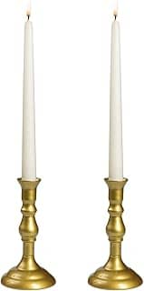 Royal Imports Castiçal cônico dourado, castiçal de metal moderno cônico, decoração de mesa central para casa ou casamento, conjunto de 2 peças, 15 cm