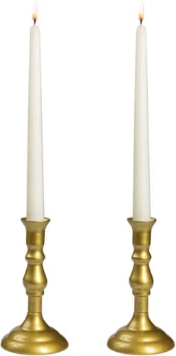 Royal Imports Castiçal cônico dourado, castiçal de metal moderno cônico, decoração de mesa central para casa ou casamento, conjunto de 2 peças, 15 cm