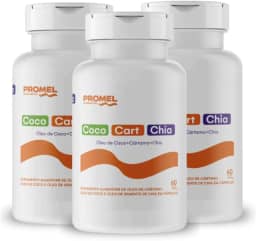 Kit Com 3 - Óleo de Coco + Óleo de Cartamo + Óleo de Chia (Ômega 3, 6 e 9) 60 Caps de 1000mg Promel