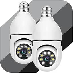 Kit 2 Câmera Segurança Ip Wifi Lâmpada 360° Inteligente Prova D'água Giratória Visão Noturna Infravermelho 1080P HD Premium Câmeras Wireless