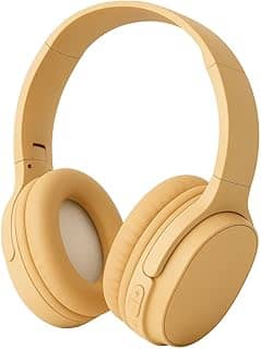 Fone de Ouvido Bluetooth 5.3 Headphone On-ear Sem Fio Fone Para Academia e Corridas, com Cancelamento de Ruído Dobrável com microfone Integrado PREMIUM (Bege)