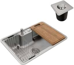 Docol Cuba de Sobrepor/embutir 64x44 com Acessórios e Lixeira para Cozinha DocolMassima Aço Inox - Cod.Novo: 90016116016 Cod.Antigo: 01611616