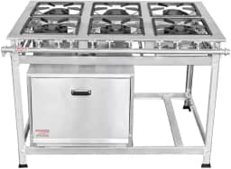 Fogão Industrial 6 Bocas 30x30 P5 em Aço Inox com Forno