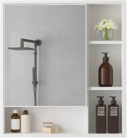 Armário Banheiro De Parede 1 Porta Com Espelho Selene Casa JD (Branco)