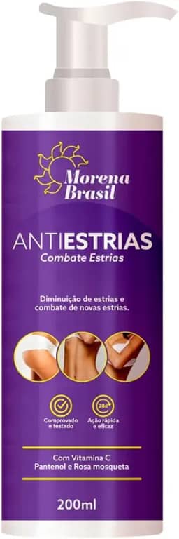Creme Antiestrias com Vitamina C, Pantenol e Rosa Mosqueta, 200ml
