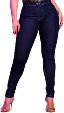 Calça Jeans Sarja Feminina Miraly Skinny, Cintura Alta, Levanta Bumbum, Tecido Macio Com Elastano Premium