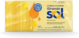 Sabão Em Barra Glicerina Girando Sol 1Kg, Sabão Glicerinado Em Barra Multiuso, Amarelo, Com Pura Glicerina, Rende E Dura Mais, Sua Casa Merece O Melhor Cuidado, Contém 5 Unidades De 200G