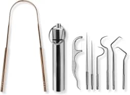 Kit 7 Instrumentos Inox Removedor Tártaro + Raspador Língua