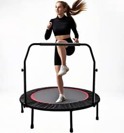 Jump Cama Elástica Ginástica, Trampolim Dobrável de 40 Polegadas, Equipada com Pegas de Espuma Ajustáveis, Adequada para Exercícios em Ambientes Internos/Externos, Máxima de 250 kg