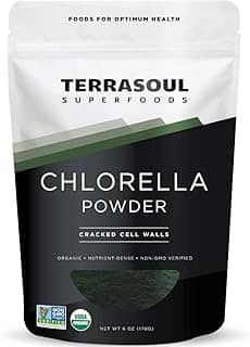 Terrasoul Superfoods Chlorella em pó orgânico (paredes celulares rachadas), 170 g
