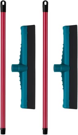 2 Rodos Plástico 30cm EVA Duplo com Cabo Reforçado – Puxa Água, Secagem Rápida, Limpeza Eficiente em Piso Molhado, Ideal para Banheiro, Cozinha, Casa, Lavanderia Áreas Internas, Leve, Durável Multiuso