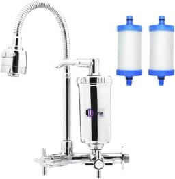 Torneira Com Filtro Cozinha Parede Gourmet Abs Bica Flexível Móvel Acionamento 1/4 de Volta 2 Modos de Jato + 1 Refil Extra (C33)