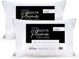 Kit 2 Travesseiros King 90x50 Cm Toque De Pluma Firme E Macio – Alto, Antialérgico, Antiácaro, Lavável, Ideal Para Dormir De Lado Ou Costas, Conforto Premium Casa Paulinha