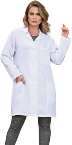 Jaleco Profissíonal Avental Estudante Feminino Acinturado Oxford 3 Bolsos