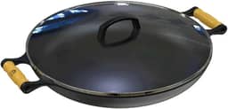Frigideira Paella de Ferro Fundido Alça Madeira TV 40cm