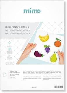 Mimo - Papel Fotográfico Adesivo Fosco - A4-115g - 20 Fls - Qualidade Premium - Controle de Absorção da Tinta Para Melhor Absorção e Resistente a Água - Gramatura de 115 g/m²