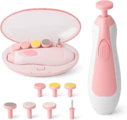 Cortador e Lixa de Unha Elétrico para Bebês 6 em 1 com Luz LED Silencioso e Seguro, Estojo Portátil Incluso, Ideal para Recém-Nascidos, Crianças e Adultos – Fácil e Indolor (rosa)