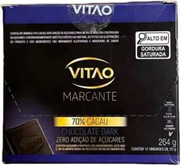 Chocolate Zero 70% Amargo - 12 Unidades de 22g - VITAO