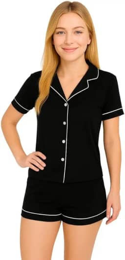 Pijama Americano com Gola e Botão Amamentação Manga Curta Brenda