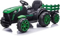 Trator Elétrico Infantil Carrinho Carro Motorizado Com Caçamba Reboque Mp3 Rádio Usb Recarregável Automático 12v Carroceria Controle Remoto Bivolt