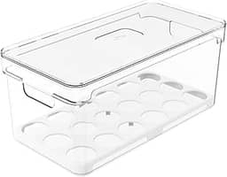 OU, OF150NT, Organizador de Ovos Clear Fresh 36 Un Porta Ovos com Tampa e Alças Laterais Geladeira Cozinha, cor Natural, Polipropileno