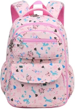 Mochila Escolar Feminina LukeSports Grande Reforçada Infantil – 46cm – Rosa Estampada com Divisórias Internas e Alças Ergonômicas
