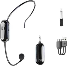 Almencla Microfone sem fio Headset Mic Systems Volume Amplificador Recarregável Head Mic de alto-falante para instrutores de fitness