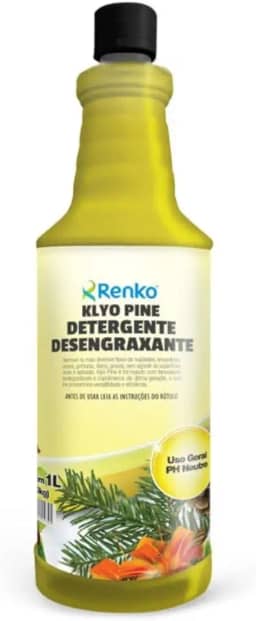 Klyo Pine 1L Renko Detergente Concentrado Ação Desengraxante Pisos e Superfícies