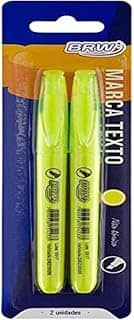 Caneta Marca Texto Fluorescente Amarelo Blister com 2 Unidades, BRW