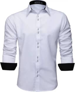 Camisa Social Masculina Manga Longa Slim Fácil Passar (GG, Branco)