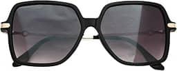 Óculos de Sol Feminino Quadrado, Proteção UV400, Armação Preta, Lente Degradê