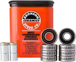 Rolamentos de skate de cerâmica Bronson Speed, unidade de limpeza, espaçadores, arruelas, protetores extras