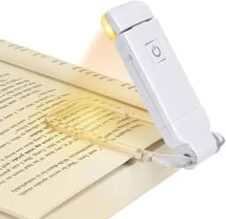 Pearpot Lanterna de Leitura para Livro, Luminária de Livro com Luz Branca, Quente e Branca Quente, Recarregável por USB, Compacta e Leve, Ideal para Leitura Noturna