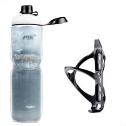 Garrafa Água Térmica Squeeze Caramanhola Preto + Suporte Bike