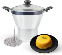 Cuscuzeira e Panela a Vapor em Alumínio Polido, Tampa com Alças Baquelite, Ideal para Cuscuz e Legumes (16)
