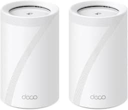 TP-Link BE11000 Tri-Band Whole Home Mesh WiFi 7, até 11 Gbps, MLO, 320 MHz, banda de 6 GHz, roteador wifi7, roaming de IA sem costura, segurança HomeShield, jogos e streaming (Deco BE65 2-pack)