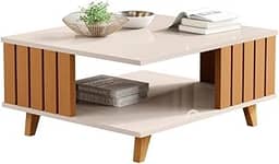 Mesa de Centro Açaí Ripado Off White/Nature - JB Bechara
