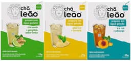Combo Chá Gelado Leão - 30 Sachês (Abacaxi e Hortelã, Chá Verde e Gengibre, Ice tea Pessêgo)
