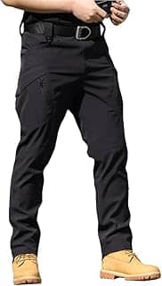 Calça cargo tática masculina, resistente à água, para caminhadas, atividades ao ar livre, com vários bolsos, sem cinto