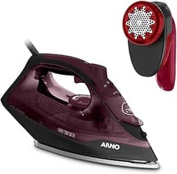 Kit Arno com Ferro a Vapor Ultragliss, Vinho, com Base Durilium Airglide, 1520W, 110V + Papa Bolinhas e Fiapos Arno KFPV