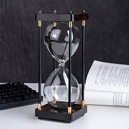 Temporizadores de areia de ampulheta de 60 minutos, temporizador de areia grande, relógio de tempo silencioso decorativo para homens/mulheres, temporizador de vidro de madeira vintage, decoração de escritório de cozinha doméstica moderna