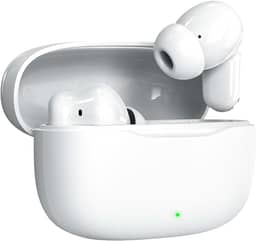 Fone De Ouvido Bluetooth Sem Fio 5.3 Compatível iPhone Android, Modo de Fone Ouvido único e Dois Com Microfone, 360 Estéreo Graves Potentes Para Trabalho Academia Corrida Music Jogo e Game, New Branco